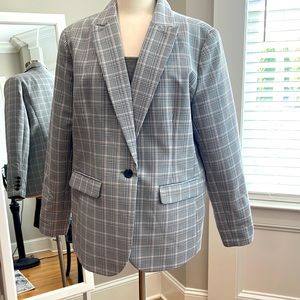 A New Day Sz 18 NWOT Plaid Blazer with Wild Fable grey knit tank Blk/Wht/Gry/Bls